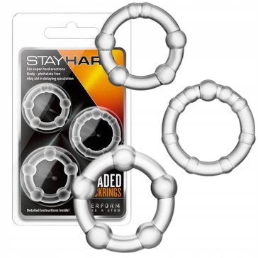   Blush Stay Hard, inel pentru penis cu mărgele, 3 bucăți, transparent